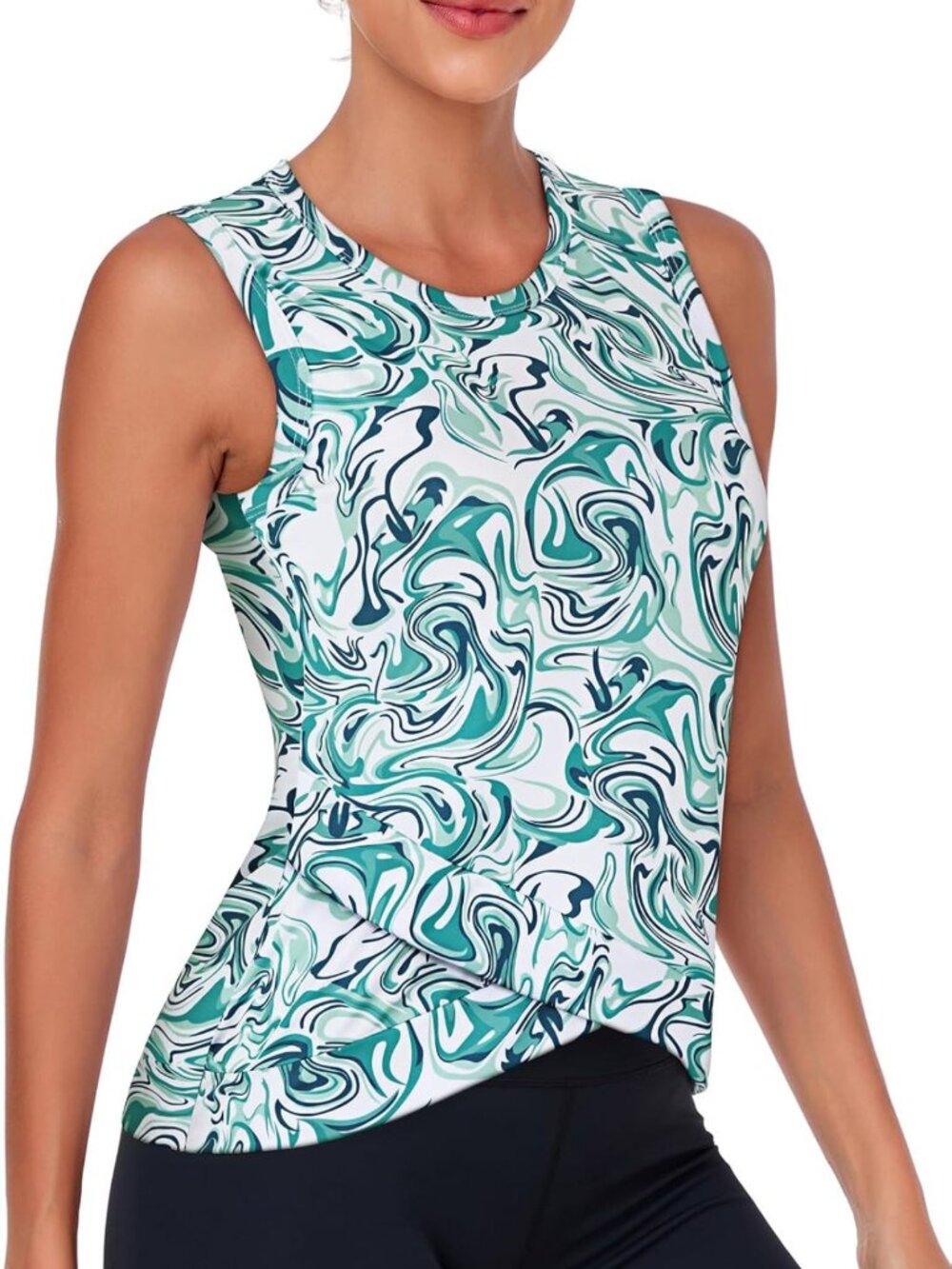 Crossover Hem Crop Tank Top for Women | Workout Yoga Athletic Shirt